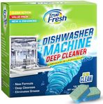 True Fresh Dishwasher Cleaner & Deodorizer Tablets 18-Pack, 20g Each - Powerful Limescale & Odor Removal - Deep Clean for Sparkling Dishwashers - Safe, Effective, and Compatible with All Models