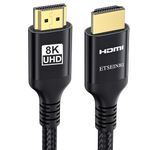 Etseinri 2024 Newest 8K 4K HDMI Cable 10M, Braided HD High Speed HDMI® Cable 4K 144Hz 120Hz 8K 60Hz eARC HDCP 2.2&2.3 Dynamic HDR D.olby Atmos Compatible with PS5 X-box HDTV Monitor
