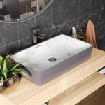 Lifelong Wash Basin for Bathroom - Tabletop Washbasin - Ceramic Glossy Rectangular Countertop Vessel Sink Ideal for Bathroom, Dining Hall & Vanity 61x36x13 cm (Grey and White, LLHISB07)