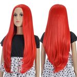 TANTAKO Kids Long Straight Red Wig - Kids Halloween Costume Red Wigs Synthetic Fancy Dress Play Wigs (Red)