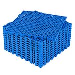 Modular Interlocking Cushion 12 Pcs 11.8" x 11.8" Interlocking Rubber Floor Drain Holes Non-Slip Splicing Drainage Mats for Deck, Shower, Kitchen, Drain Pool, Sauna Bath, Indoor Outdoor (Blue)