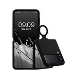 kwmobile Case Compatible with Samsung Galaxy Z Flip 3 5G - Case Soft Cover with Silicone Finish and Finger Ring Loop - Black