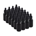 The Bottle Depot - 24 Pack - 1 oz Glass Bottle with Dropper - Black Frosted - 20-400 Neck Finish - Boston Round Bottles - UV Rays Protection