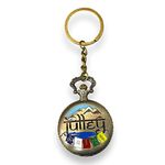 AUGEN Premium Pocket Watch Metal Keychain Julley Tibetan Lung ta Om Mani Padme Hum Ladakh A Retro Vintage for Gifting With Key Ring Anti-Rust (Pack Of 1)