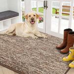 REFETONE Indoor Doormat, Front Door Mat 36"x59" Absorbent Rubber Backing Non Slip Door Mats, Washable Low-Profile Inside Floor Mat Door Rugs for Entryway, Resist Dirt Mud Mat for Dogs, Coffee/Brown