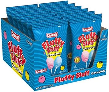 Fluffy Stuff Cotton Candy - Pink and Blue Fresh Spun Floss Sugar Retro Candy - Carnival Cotton Candy in Stay Fresh Packs for Gifts, Party Favors - Pack of 12 1 oz. Bags