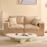 EJC 74.8” Cloud Couch, Modular Loveseat Sofa, Convertible Sofas Bed, Deep Seat Sofa, Cozy Sofa for Living Room, Office and Bedroom, Corduroy, Camel