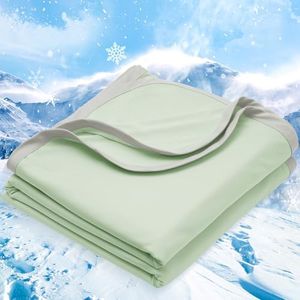 PHF Cooling Blanket for Hot Sleepers, Arc-Chill Q-Max>0.5 Cool Fiber with Double Sided Cold Effect, Twin Summer Blanket Absorbs Heat to Keep Cool All Night for Night Sweats (Green, 60''x80'')