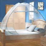 Digead Mosquito Net, 120x200cm Bed Canopy, Portable Travel Mosquito Nets, Foldable Double Door Mosquito Camping Curtain-Blue Edge