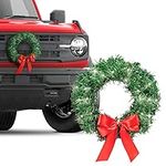 Motor Trend Car Christmas Wreath for Car Truck SUV LED Light Up Decoration Grill Ornament Mount Xmas Artifical Pine Pre-Lit Automotive All Weather Winter Holiday Wreath