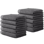 Yoofoss Luxury Bamboo Washcloths Towel Set 10 Pack Baby Wash Cloth for Bathroom-Hotel-Spa-Kitchen Multi-Purpose Fingertip Towels and Face Cloths 10'' x 10'' - Dark Grey