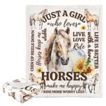 INNObeta Horse Gifts for Girls, Horse Blankets for Girls, 125 * 150CM Super Soft Cozy Warm Flannel Throw Blanket, Perfect for Birthday/Christmas, JUST A GIRL WHO LOVES HORSES, Sunflowers