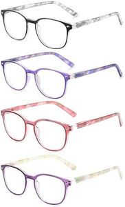JM Occhiali da Lettura e Presbiopia. Resistenti e Confortevoli con un Design Unico. Per Donna e Uomo. +2.5 [Confezione di 4 - Colori Misti]