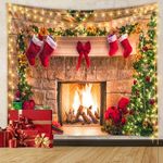 shoowyees Christmas Tapestry Wall hanging - Xmas Funny Wall Tapestry Tree Stocking Gift Box Tapestry Wall Cover, Warm Winter Nightmare Christmas Decor Photo Backdrop for Bedroom Living Room Yard Party