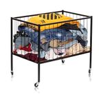 INDIDECOR 50602 Metal Rolling Laundry Cart with Wheels - Cloth Trolley Cart - Laundry Organizer for Clothes,Towel - Toys Storage Trolley for Kids -Storage Bin - Sports Equipment Organizer - Black