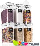 GoMaihe 2.5L Cereal Storage Containers Set of 6, Plastic Airtight Food Storage Containers with Lids, Storage Jars for Storing Pasta, Rice, Rlour, Dog, Pet Food, Cereal Dispenser Kitchen Organiser