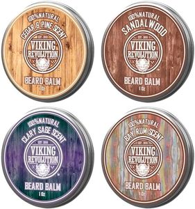 4 Beard Balm Variety Pack (1oz Each)- Sandalwood, Pine & Cedar, Bay Rum, Clary Sage- Styles.