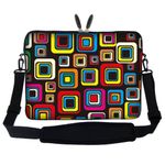 Meffort Inc 15 15.6 inch Laptop Sleeve Bag Carrying Case with Hidden Handle and Adjustable Shoulder Strap - Colorful Square Design
