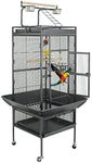 ZENY 61-inch Playtop Parrot Bird Cages, Wrought Iron Large Birdcage with Rolling Stand for Parakeet Cockatiels Quaker Conure Lovebird Finch Canary Small Medium Parrot Cage Birdcage (Black)