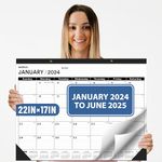 Wabhas Calendar 2024 Monthly Calendar,2024 Desk Calendar Large 22x17,Desk Calendar 2024-2025 Runs From January 2024-June 2025,Large 2024 Calendar 18 Monthlys with Round Holes& NOTES List (Black)