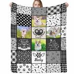 Pet Dog Memorial Gifts Personalized - in Loving Memory of Loss Dog Custom Blanket with Dog Pictures and Name - Dog Sympathy Remembrance Gift for Kids and a Grieving Pet Owner