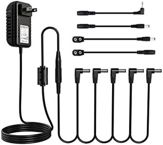 AZOR 9V Pedal Power Supply Adapter with 5 Way Daisy Chain Cables Fit for 9V DC 1A (1000mA) Negative Tip Guitar Effect Pedal