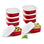 KITCHEN CLUE Microwave Safe Stainless Steel Tiffin Box/Lunch containers - Pack of 8 Pcs, 350 ML Each - Airtight & Leak-Proof Lids - Easy to Carry - Easy to Re-Heat in Minutes - Lunch Box for Office