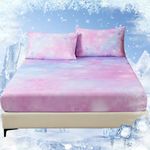 HCORA Cooling Fitted Sheet Twin Size, Arc-Chill Q-Max >0.5 Cool Fiber Floral Fitted Sheet for Hot Sleepers - 16" Deep Pocket Fitted Sheet Ultra-Cool, Breathable with 2 Bottom Sheet Holder Straps