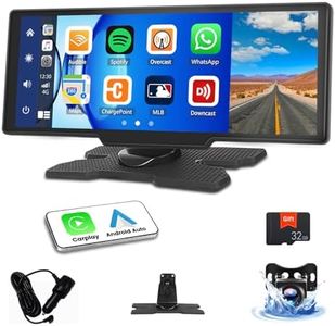 Sistema estéreo portátil Bluetooth para vehículos de 10,26 Pulgadas, con carplay/Android - Kit with Monitor for Car Parking with Camera - Compatible con 2 Pantallas divididas/DVR Ring Recording