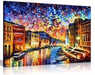 Venice Grand Canal by Leonid Afremov Canvas Wall Art Picture Print for Home Decor (24x16)