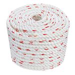 SearQing Arborist Rope,(200ft x 1/2") High Strength Tree Felling Rope,3 Strand Polyester Tree Pulling Rope Multipurpose Rigging Rope-No Eye Splice with Red Tracer for Climb, Pull, Tie, Swing and Knot