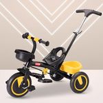 Luvlap Elegant Lite Kids' Tricycle with Push Bar, Full Metal Frame & Anti-Slip Pedals, 1.5 to 5 Years, Carrying Capacity up to 25 Kg, Yellow