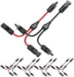 Bateria Power 5 Pairs Solar Connectors 30A Y-Branch Cable, Solar Cable Parallel Adaptor Solar Panel Wire Connectors in Pair for Solar Panel (1*M/FF+1*F/MM)