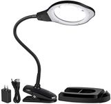 Magnifying Glass lamp, Dylviw 2X Magnifier Light with Metal clamp, Table Base Holder USB Powered Classic Black Portable Clip Desktop Magnifying lamp, Great for Daily Reading, Hobbies, Workbench