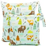 FenFang Wet Bag, Wet Dry Bags for Cloth Diapers Nappy Daycare Organiser Storage Bags, Waterproof Washable Reusable Zipper Bag (Green)