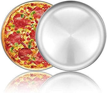 Pizza Baking Pan Pizza Tray - Deedro 12 inch Stainless Steel Pizza Pan Round Pizza Baking Sheet Oven Tray, Non-Toxic & Healthy Bakeware for Oven Baking, 2 Pack 2 Pack Silver