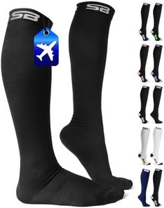 SB SOX Lite Compression Socks for Flying, 15-20mmHg (Solid Black, XXL)