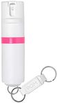 POM Pepper Spray White Flip Top Keychain - Maximum Strength OC Spray Self Defense - Tactical Compact & Safe Design - Quick Key Release - 25 Bursts & 10 ft Range - Accurate Stream Pattern