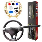 Tevlaphee Steering Wheel Lock for Cars,Wheel Lock,Vehicle Anti-Theft Lock,Adjustable Length Clamp Double Hook Universal Fit Emergency Hammer Window Breaker Self Defense Heavy Duty Secure (Black)