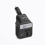 myTVS 200W Car Laptop and Mobile Charger | Power Inverter AC to DC Converter| Portable Car Charger with 1+1 Years Warranty| 3 in 1 Charger | Fast Charging- Black | TLC-28