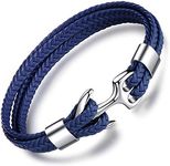 MicLee Men's Handmade Leather Bracelet Multilayer Vintage Anchor Bracelet Cuff Wrap Rope Wristband with Gift Box