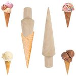 Monsully 2 Pcs Ice Cream Cone Mold, Waffle Cones Wood Waffle Cone Roller Cream Horn Pastry Roll Molds for DIY Baking Egg Cake Waffles Kitchen Tool, 18cm