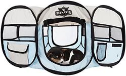 PETMAKER Portable Pop Up Pet Play Pen with Carrying Bag 33in Diameter 15.5in Blue by