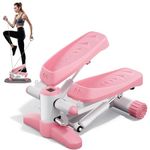 Mytrix Pink Stair Stepper for Exercises, Portable Mini Steppers with Resistance Band & Non-Slip Mat, 330LB Weight Capacity LCD Calories Display, Aerobic Fitness Stepper Machine for Home Office Workout