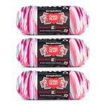 Red Heart All in One Granny Square Soft White - Pink Punch Yarn - 3 Pack of 250g/8.8oz - 100% Acrylic - #4 Worsted (Medium) - 381m/417Yards - for Knitting, Crochet and Amigurumi