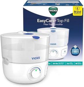 Vicks EasyCare+ Top Fill Filter-Free Cool Mist Humidifier, Small Room–For Vapors 2 Ways –Works with Vicks VapoPads and VapoSteam, White