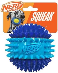 Nerf Dog 3.7in TPR 3-Part Spike Squeak Ball Dog Toy - Dark Blue/Light Blue