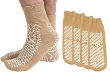 Interweave Healthcare Double Tread Non Slip Hospital Socks (5 Pairs), Extra Large Beige Ankle Socks, UK Shoe Size 8-11, Fits Non Swollen Feet