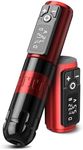 Ambition Soldier Rotary Battery Pen with Extra Battery Tattoo Cartridge Machine 2400mAh Wireless Power Coreless Motor Digital LED Display Tattoo Equipment Supply (Polish Red)