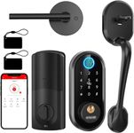 Smart Locks for Front Door, SMONET Front Door Lock Set Keyless Entry with Handle, Bluetooth Electronic Fingerprint Deadbolt Digital Keypad Door Lock Auto Lock Work with Alexa, Easy to Install